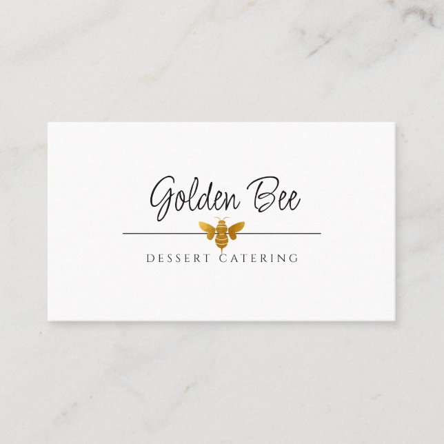 Modern Busy Golden Bee Logo Catering Culinary Business Card (Front)