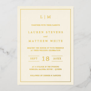Modern Butter Yellow Monogram Elegant Wedding