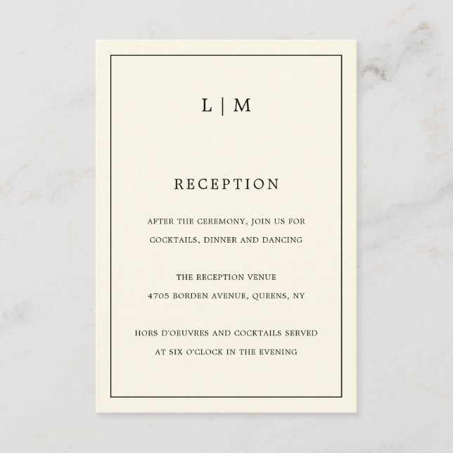 Modern Butter Yellow Monogram Elegant Wedding Enclosure Card (Front)