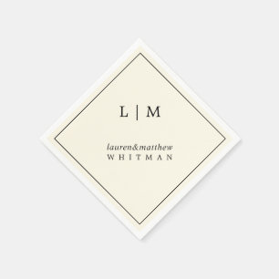 Modern Butter Yellow Monogram Elegant Wedding Napkin