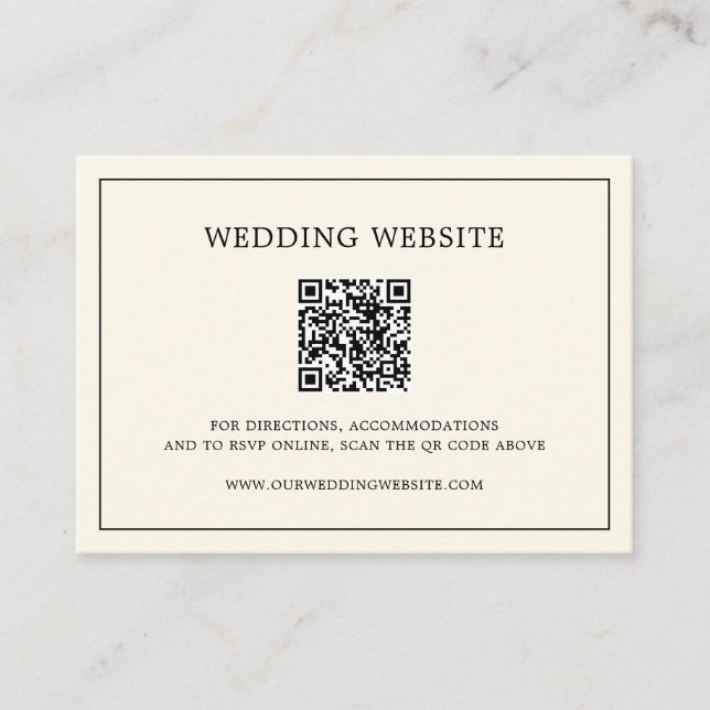 Modern Butter Yellow Monogram QR Code Wedding Enclosure Card (Front)