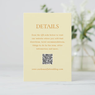 Modern Butter Yellow QR Code Elegant Wedding Enclosure Card