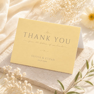 Modern Butter Yellow Wedding Folded Thank You Card