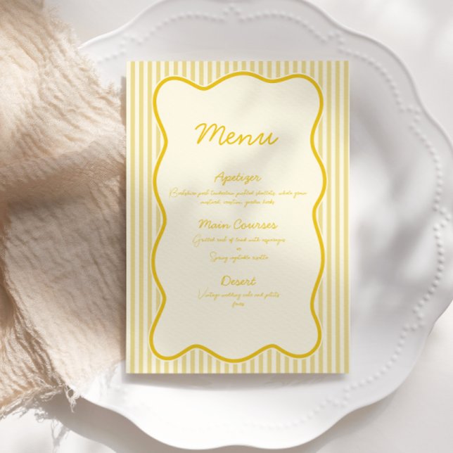 Modern Butter Yellow Wedding Menu Invitation (Creator Uploaded)