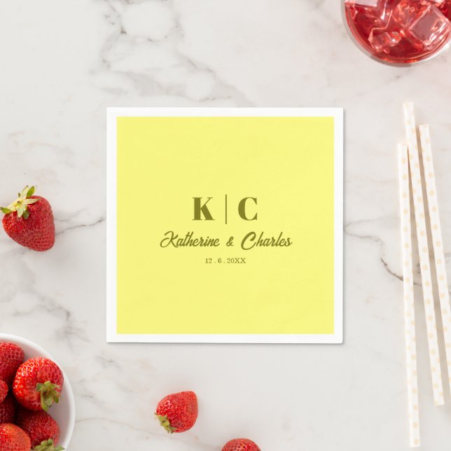 Modern Butter Yellow Wedding Napkin (Insitu)