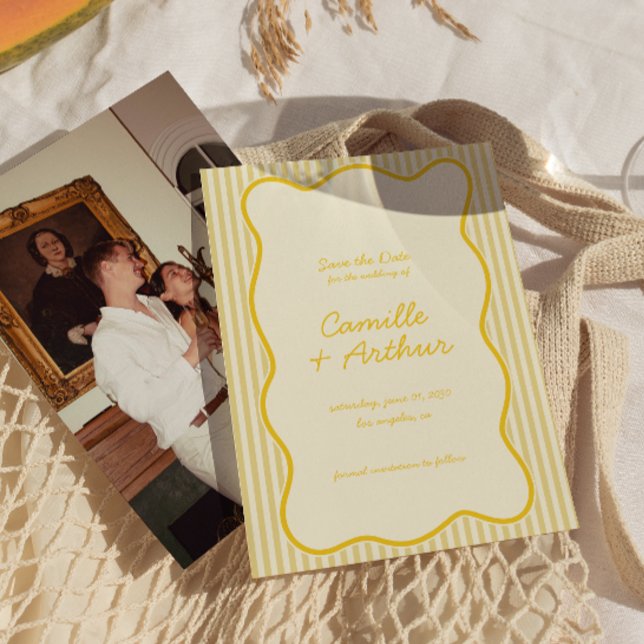 Modern Butter Yellow Wedding Save the Date  (Creator Uploaded)