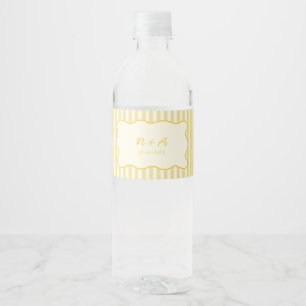 Modern Butter Yellow Wedding Water Bottle Label
