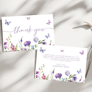 Modern Butterflies  Bridal Shower Floral Thank You Card