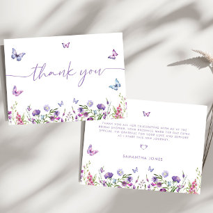 Modern Butterflies  Bridal Shower  Thank You Card