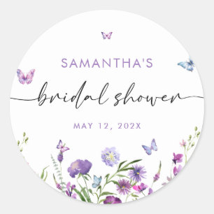 Modern Butterflies  Bridal Shower Welcome Sign Classic Round Sticker