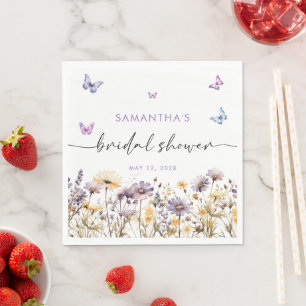 Modern Butterflies  Bridal Shower Welcome Sign Napkin
