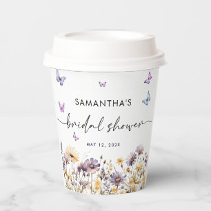 Modern Butterflies Bridal Shower Welcome Sign Paper Cups