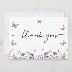 Modern Butterflies Bridal Shower Welcome Sign Thank You Card