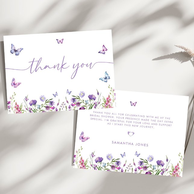 Modern Butterflies  Bridal Shower Welcome Sign Thank You Card (Creator Uploaded)