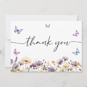Modern Butterflies Bridal Shower Welcome Sign Thank You Card