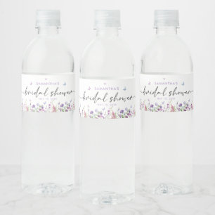 Modern Butterflies Bridal Shower Welcome Sign Water Bottle Label