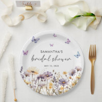 Modern Butterflies  Floral Purple Bridal Shower 