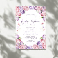 Modern Butterflies Pink Purple Baby Shower