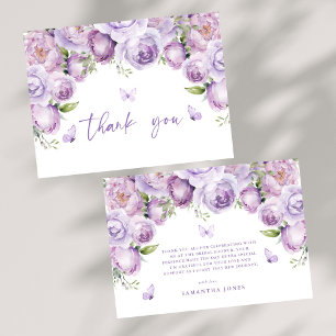 Modern Butterflies Purple Bridal Shower Thank You Card