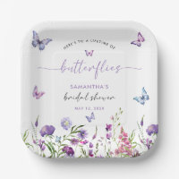 Modern Butterflies Purple Floral Bridal Shower