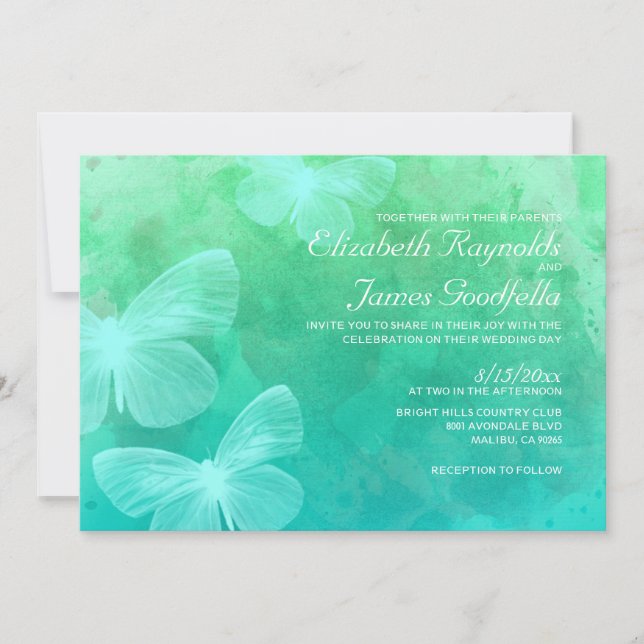 Modern Butterflies Wedding Invitations (Front)