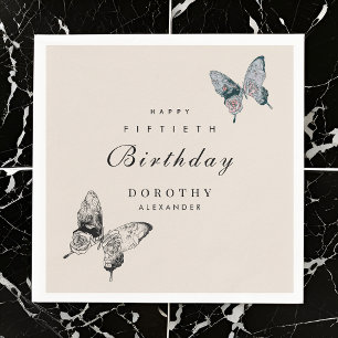 Modern Butterfly ANY Milestone Adult Birthday Napkin