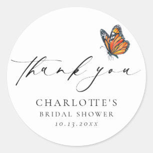 Modern Butterfly Bridal Shower Classic Round Sticker