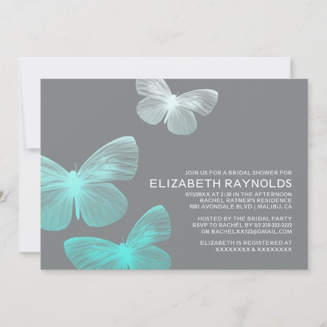 Modern Butterfly Bridal Shower Invitations (Front)
