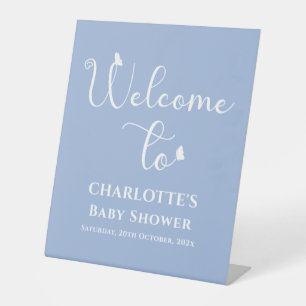 Modern Butterfly Calligraphy Baby Shower Welcome Pedestal Sign