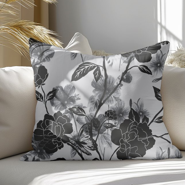 Modern Butterfly Floral Noir Cushion (Creator Uploaded)