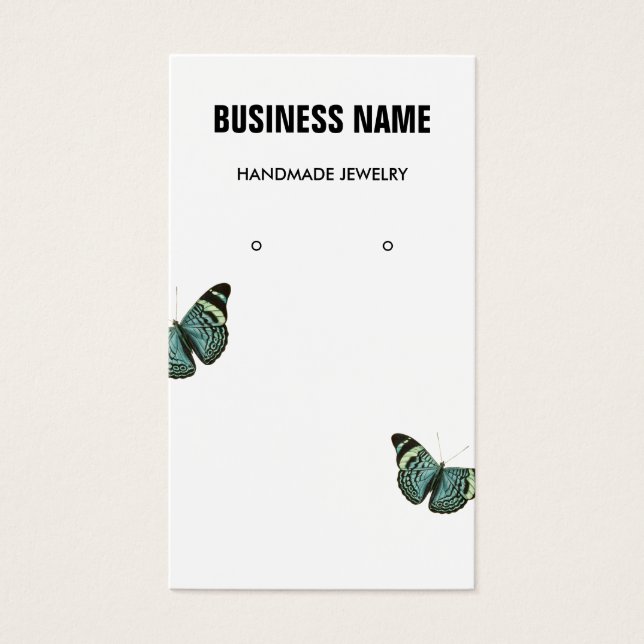 Modern butterfly jewellery earring display card (Front)