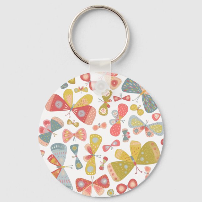 Modern Butterfly Pattern Key Ring (Front)