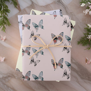 Modern Butterfly Pattern Wrapping Paper Sheet
