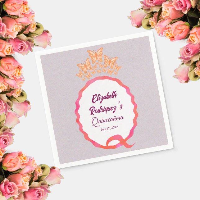 Modern Butterfly Tiara Crown Squiggle  Napkin (Creator Uploaded)