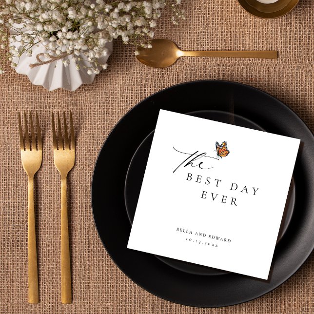 Modern Butterfly Wedding Napkin (Creator Uploaded)