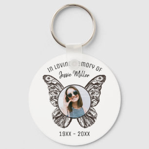 Modern Butterfly Wings   Custom Photo Memorial Key Ring