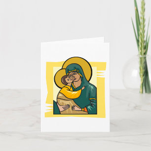 Modern Byzantine Virgin Mary and Child Religious  Card
