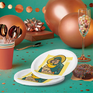 Modern Byzantine Virgin Mary and Child Religious  Paper Plate