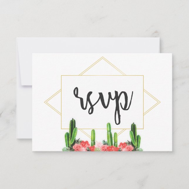 Modern Cactus and Floral Response Card (Front)
