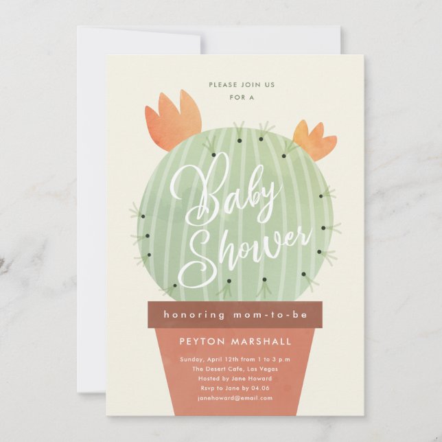 Modern Cactus Baby Shower Invitation (Front)