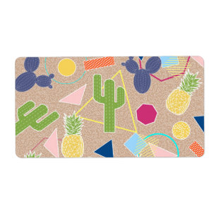 Modern cactus geometric Memphis inspired pattern