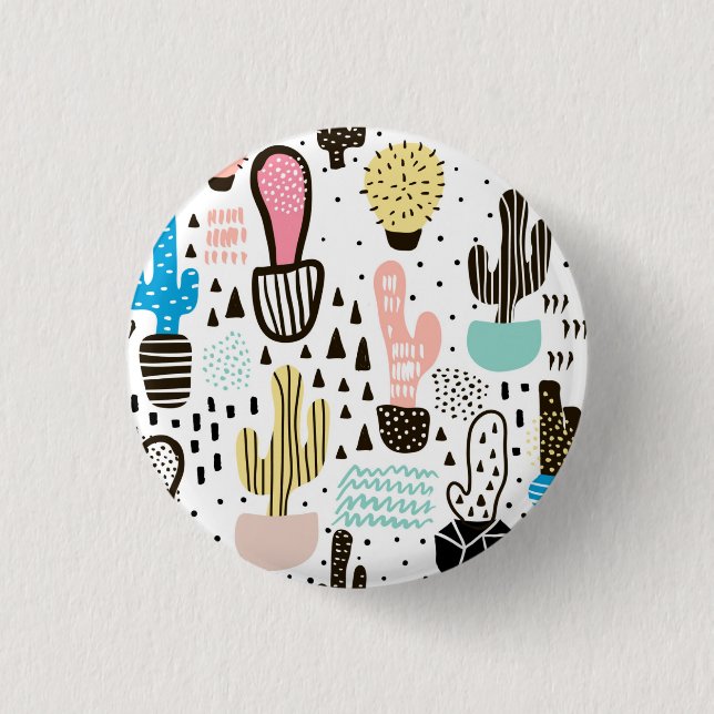 Modern Cactus Geometric Pattern 3 Cm Round Badge (Front)