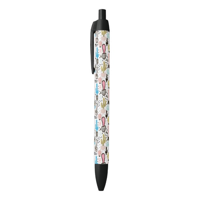 Modern Cactus Geometric Pattern Black Ink Pen (Top (Vertical))