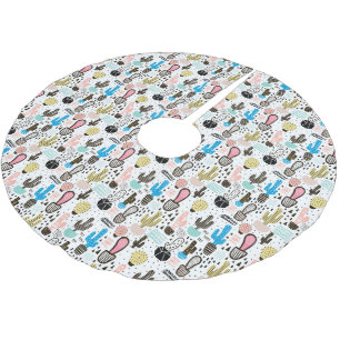 Modern Cactus Geometric Pattern Brushed Polyester Tree Skirt