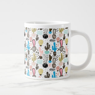 Modern Cactus Geometric Pattern Large Coffee Mug