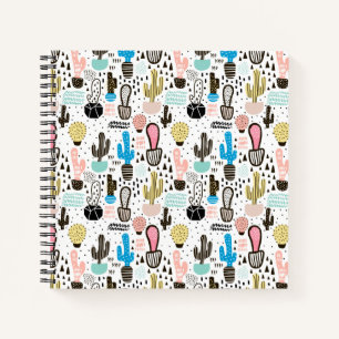 Modern Cactus Geometric Pattern Notebook