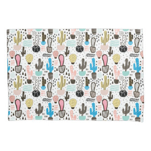 Modern Cactus Geometric Pattern Pillowcase