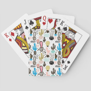 Modern Cactus Geometric Pattern Playing Cards