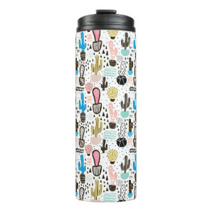Modern Cactus Geometric Pattern Thermal Tumbler