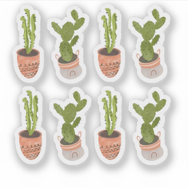 Modern Cactus Houseplants Hand Drawn Design (Front)